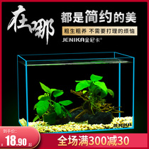 Fish tank landscaping package water grass stone sunken wood desktop small ultra white glass tank living room feng shui small fish tank