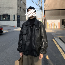 Spring Autumn Day Ensemble Leather Clothes Mens Winter Coats Loose Pilot Jackets ins Tide Boys American Retro locomotive clothes