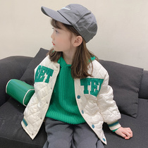 Children light slim fit down jacket clothing 2021 winter clothing new autumn and winter girl 90 suede baseball uniform jacket baby