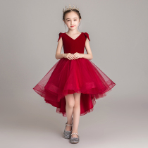 Childrens dress Princess dress girl birthday Red little girl host piano performance summer