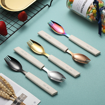 304 stainless steel salad fork creative fork spoon one salad more Western food spoon Fork dual-purpose fruit dessert fork