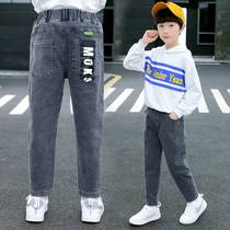 Boy Jeans Spring Autumn Season New Korean Version Straight Drum Long Pants Foreign Air CUHK Childrens Pants Loose version of Tide Cards
