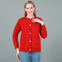 Lady middle aged thickened and gapped cardiovert mill wool warm blouse open button long sleeve warm clothes pure color to wear jacket