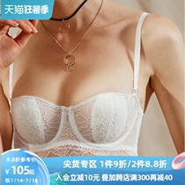 Venus blessing French underwear womens summer thin section large chest show small gathered bra White strapless bra half cup