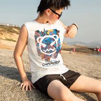 les swimsuit handsome t swimsuit summer sleeveless pullover neutral diving quick-drying hot spring beach corset chest t swimsuit