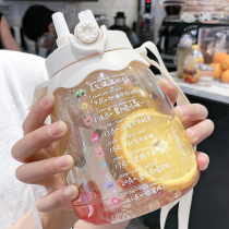 Water Cup Female large capacity with straw portable cute student Net red summer season plastic belly Cup sports kettle