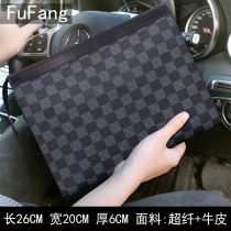  Handbag mens leather mens bag tide brand clutch portable envelope bag Business casual cowhide bag Zipper mens folder bag