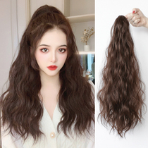 High ponytail wig female Net red hair grab clip wig ponytail tie type water ripple curly hair natural simulation braid