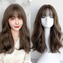 Wig curly hair long female big wave roll natural lifelike long hair round face big face shape full headgear long curly hair