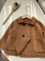 2021 new extremely minimalist autumn winter shorts wool double face cashmere big coat foreign air retro pure handmade jacket girl