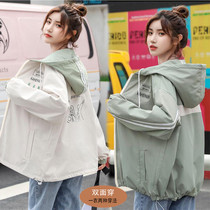 Double Face Wearing Jacket Female Junior High School Student 12 Spring Autumn Clothing 13 Teenage Girl 14 Han Edition 15 Great Boy Loose Wind Jersey Baseball Suit
