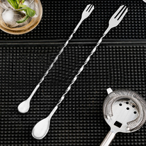 Stainless steel double head bar more spoonful cocktail wine bar coffee milk tea long handle stick spoon with wine stirring spoon long bar