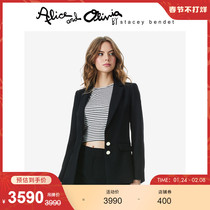 AliceOlivia2022 early spring new black simple and capable commuter suit jacket MACEY