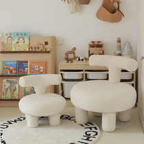 Childrens lamb plush sofa stool Net red stool cute small seat chair creative living room home door shoe stool