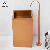 Shengxue 304 stainless steel column basin rose gold square wash basin floor bar KTV washbasin Basin