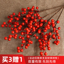 Red Fruits Hair Chaeze Fruits Winter Green Fake Flowers Emulation Flower Furnishing Decoration Wedding opening Flower Arrangement Dining Room Table Dry Flower Pendulum