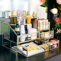 Cosmetics storage box storage rack cosmetic box desktop glass dressing table skin care products Net red finishing box dustproof