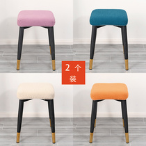 (2 clothes) ins square stool cover elastic home makeup stool cover Nordic pure color thickening chair cover brief