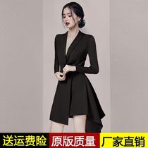 92 original 2021 autumn new light luxury senior sense niche dress women long sleeve lapel French OL job