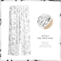 Single Piece Sleeping Pants Woman Spring Autumn Summer Style Knitted Pure Cotton Fresh Long Pants 100 Total Cotton Casual Anti-mosquito Pants Home Pants