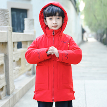 Tang suit boys winter clothes cotton clothes 2021 New Year greats handsome children Chinese style Chinese New Year festive coat tide