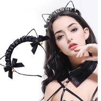Sex accessories uniforms playful cat ears Bell hair hoop Sexy Kitty bow lace hairclip women headgear