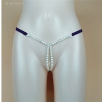 Sex underwear Lanyin sexy big size T pants pearl massage free of temptation thong transparent open file SM SM