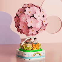 Eight-tone Box Crystal Ball Handmade Diy Building Block Assembled Swing Piece Rotary Music Box Girl 6 Year Birthday Gift New Year