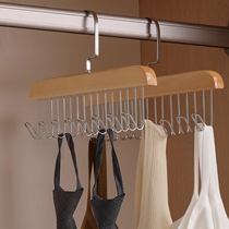 Solid wood sling silk scarf hook underwear storage rack multi-functional belt storage vest wave hanger