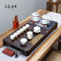 Whole ebony solid wood tea tray Kung Fu tea set Household wooden tea table living room automatic integrated with electromagnetic stove