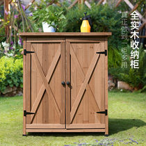 Outdoor shoe cabinet storage cabinet storage debris finishing solid wood rainproof waterproof corrosion balcony garden villa door