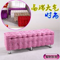 Clothing shop test shoe stool storage fabric shoe cabinet solid wood high-end sofa double seat extended modern bench