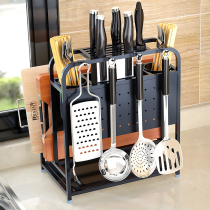 Black stainless steel multi-function kitchen knife holder shelf supplies knife holder Cutting board Cutting board shelf Tool storage