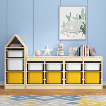 Toy storage rack childrens bookshelf locker baby home large capacity multi-layer solid wood storage cabinet