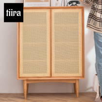 Rattan breathable Nordic solid wood shoe cabinet household large-capacity door storage cabinet multi-function multi-layer modern simplicity