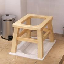 Seat toilet solid wood wood toilet to toilet squat pit type firm simple thickened shelf elderly toilet chair