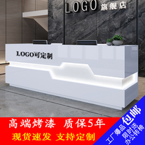 Large companies front desk reception desk baking varnish cash register bar simple desk fashion imitation marble spot customization