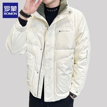 Roemon down clothes mens winter new short style Collar Casual Down Clothing White Duck Suede Thickened Warm Jacket Man