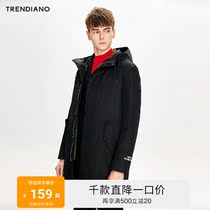 TRENDIANO mens winter personalized letter long hooded down jacket jacket 3GC333928P