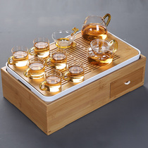 Tea tray household tea table small bamboo water storage Tea Sea drain tea set dry bubble small tray kung fu storage box