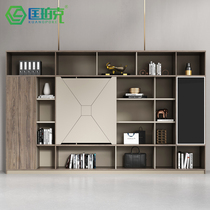 Modern wooden file cabinet Sample cabinet Data locker Open sliding door bookcase Boss office background cabinet