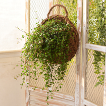 Wall-mounted flower basket green ivy hanging basket flower pot creative wall decoration flower stand flower holder hand-woven flower basket