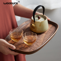 Wood is walnut tea tray Solid wood tray Rectangular whole wood handmade fruit inventory heart plate Household dinner plate