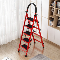 Folding telescopic staircase small convenient indoor aluminum alloy thick multi-function ladder bench Herrick ladder Ladder household