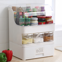 Oil-proof with lid seasoning box storage rack kitchen multifunctional storage box seasoning box soy sauce vinegar bottle salt tank storage rack