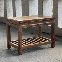 Chicken wing wood bench mahogany furniture Chinese shoe change stool home door shoe rack solid wood small stool log bench