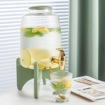 Household cold kettle with faucet glass high temperature resistant cold kettle large capacity light luxury cold water bucket Cola fruit tea bucket