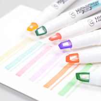 Visual double-headed highlighter 6-color highlighter set marker color roughing key fluorescent light marker pen Students use small fresh hand account stationery marker to take notes Colored pen