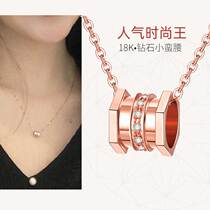 Carat Hui small waist necklace Female 18k rose gold adjustable color gold collarbone diamond necklace Real diamond k gold