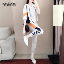 Sports Casual Suit Ladies 2022 Summer new Ice Silk speed Dry Lions Short sleeves Thin Big Code Two Sets Women